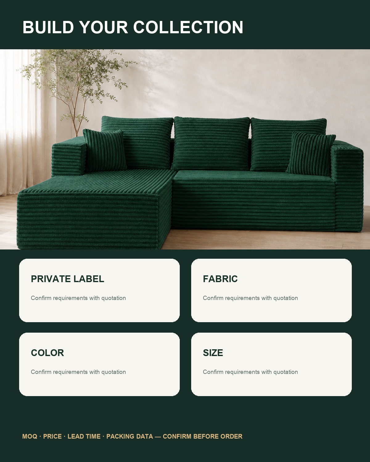 OEM and ODM customization options for the C-100 modular sofa